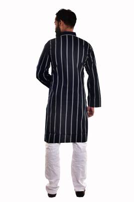 Blue printed cotton kurta-pajama 3