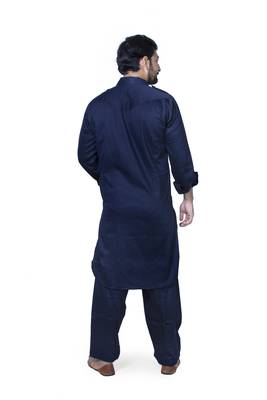 Blue plain cotton pathani-suits 3
