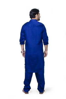Blue plain cotton pathani-suits 3