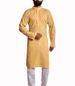 Yellow plain cotton kurta-pajama