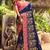 Blue embroidered georgette saree with blouse