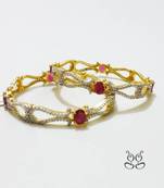 Pink CZ Stones Bangles