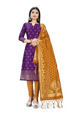 Purple printed banarasi silk salwar 1