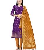 Purple printed banarasi silk salwar