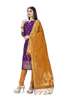 Purple printed banarasi silk salwar 2