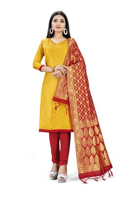 Yellow printed Art Silk salwar 1