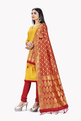 Yellow printed Art Silk salwar 2