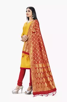 Yellow printed Art Silk salwar