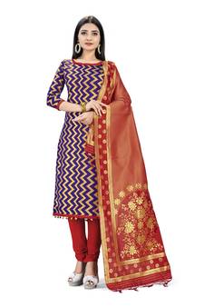 Blue printed  Art Silk salwar