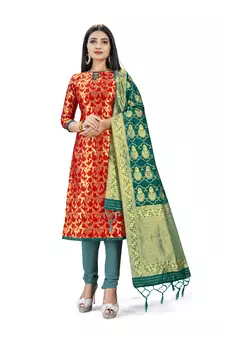 Red printed  Art Silk salwar