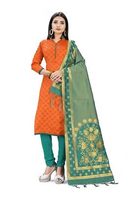Orange printed  Art Silk salwar 1