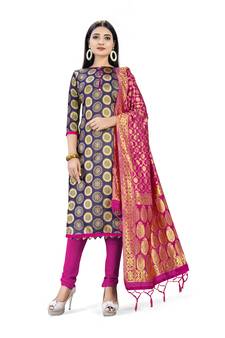 Blue printed  Art Silk salwar