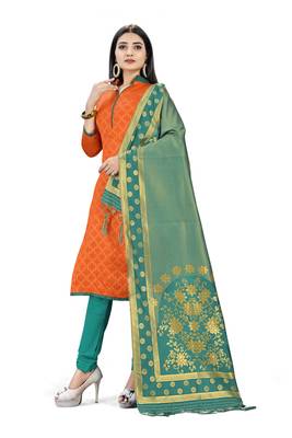 Orange printed  Art Silk salwar 2