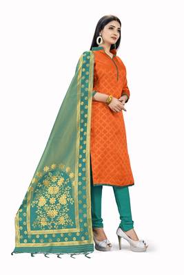 Orange printed  Art Silk salwar 3