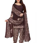 Brown printed crepe salwar