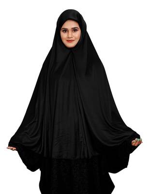 JSDC Women's Namazi Wear Plain Viscose Lycra Prayer Chaderi Hijab Scarf Makhna 2