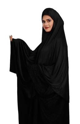 JSDC Women's Namazi Wear Plain Viscose Lycra Prayer Chaderi Hijab Scarf Makhna 3