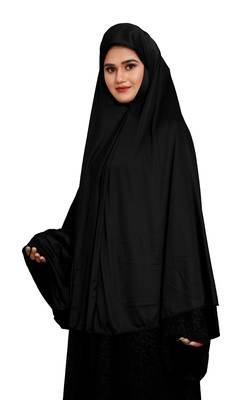 JSDC Women's Namazi Wear Plain Viscose Lycra Prayer Chaderi Hijab Scarf Makhna 5