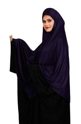 JSDC Women's Islamic Wear Plain Viscose Lycra Prayer Chaderi Hijab Scarf Makhna 3
