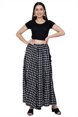 Black printed rayon palazzo pants 1