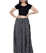 Black printed rayon palazzo pants