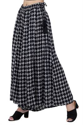 Black printed rayon palazzo pants 2