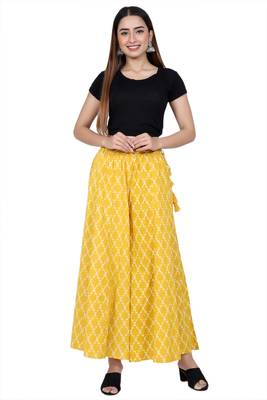 Yellow printed cotton palazzo pants 1