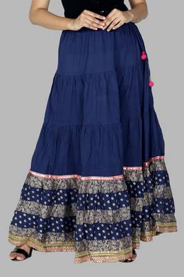 Blue embroidered cotton skirts 2