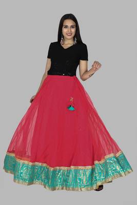 Red embroidered cotton skirts 1