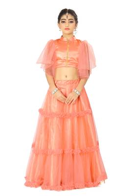 Kids Peach Lehenga Choli  1