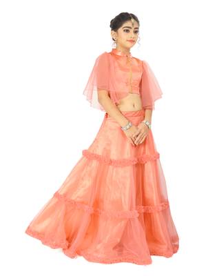 Kids Peach Lehenga Choli  3