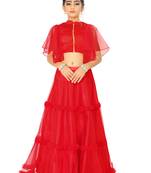 Kids Red Net With Satin Readymade Lehenga Choli 