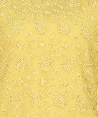 SWAGG INDIA Women's Wear Lucknowi Chikankari Needlecraft Faux Georgette Regular Wear Yellow Kurti Kurta 4