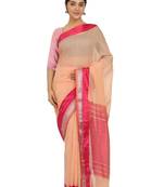 Orange Plain Cotton Silk Saree With Blouse