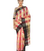 Purple Plain Cotton Silk Saree With Blouse