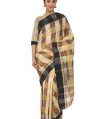 Brown Plain Cotton Silk Saree With Blouse