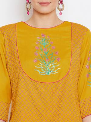 Yoke top block printed top skirt set 4