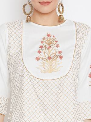 Yoke top block printed top skirt set 4