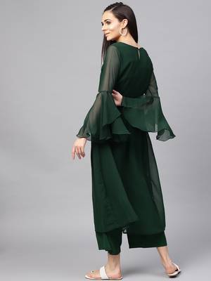 Beadwork Embroidered Georgette Kurta  3