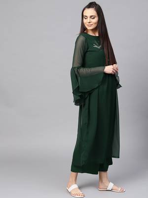 Beadwork Embroidered Georgette Kurta  5