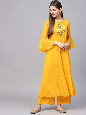 Beadwork Embroidered Georgette Kurta  1