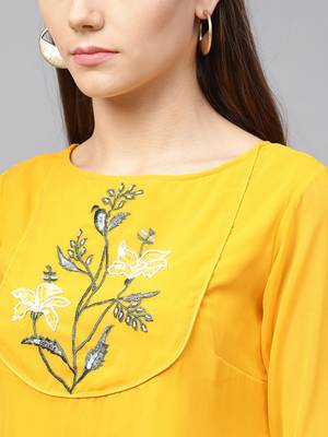 Beadwork Embroidered Georgette Kurta  2