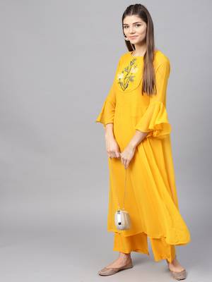 Beadwork Embroidered Georgette Kurta  4