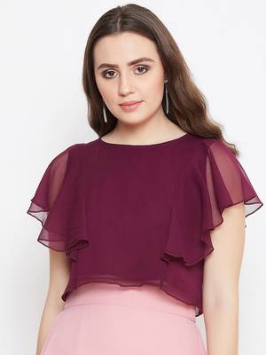 Solid Ruffled Crop Top 1