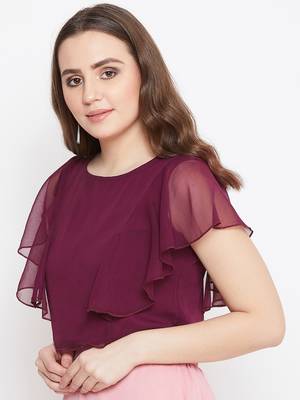 Solid Ruffled Crop Top 3