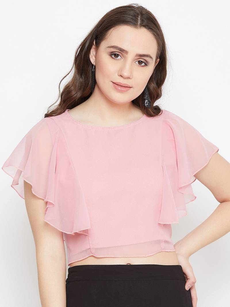 Solid Ruffled Crop Top