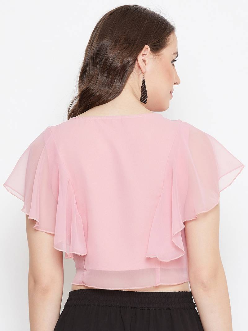 Solid Ruffled Crop Top