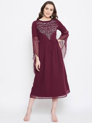 Handmade Sequinned Ruffled Sleeve Dress 1