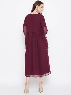Handmade Sequinned Ruffled Sleeve Dress 5