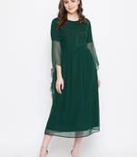 Handmade Sequinned Ruffled Sleeve Dress